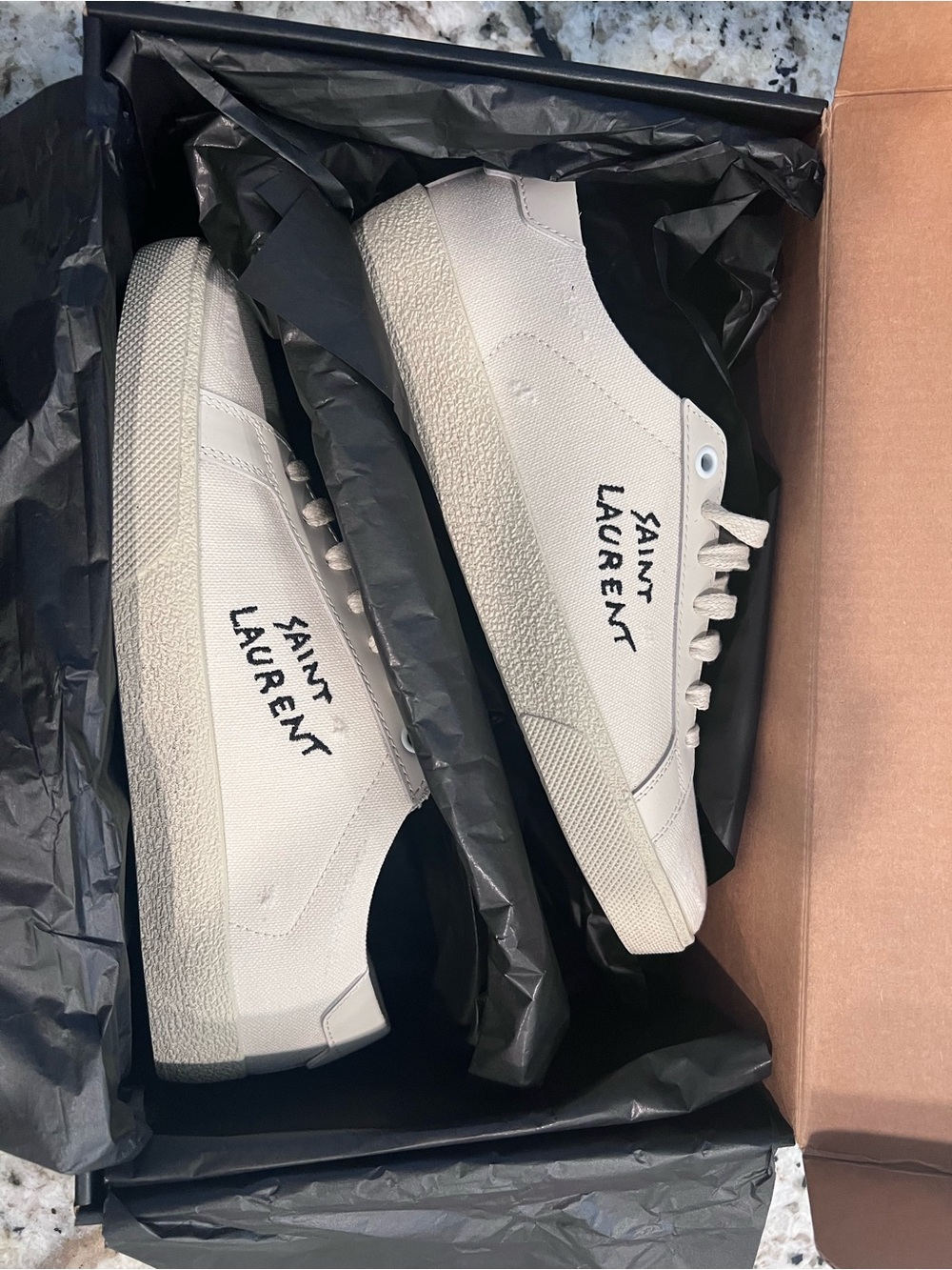 Saint Laurent White Canvas Sneakers